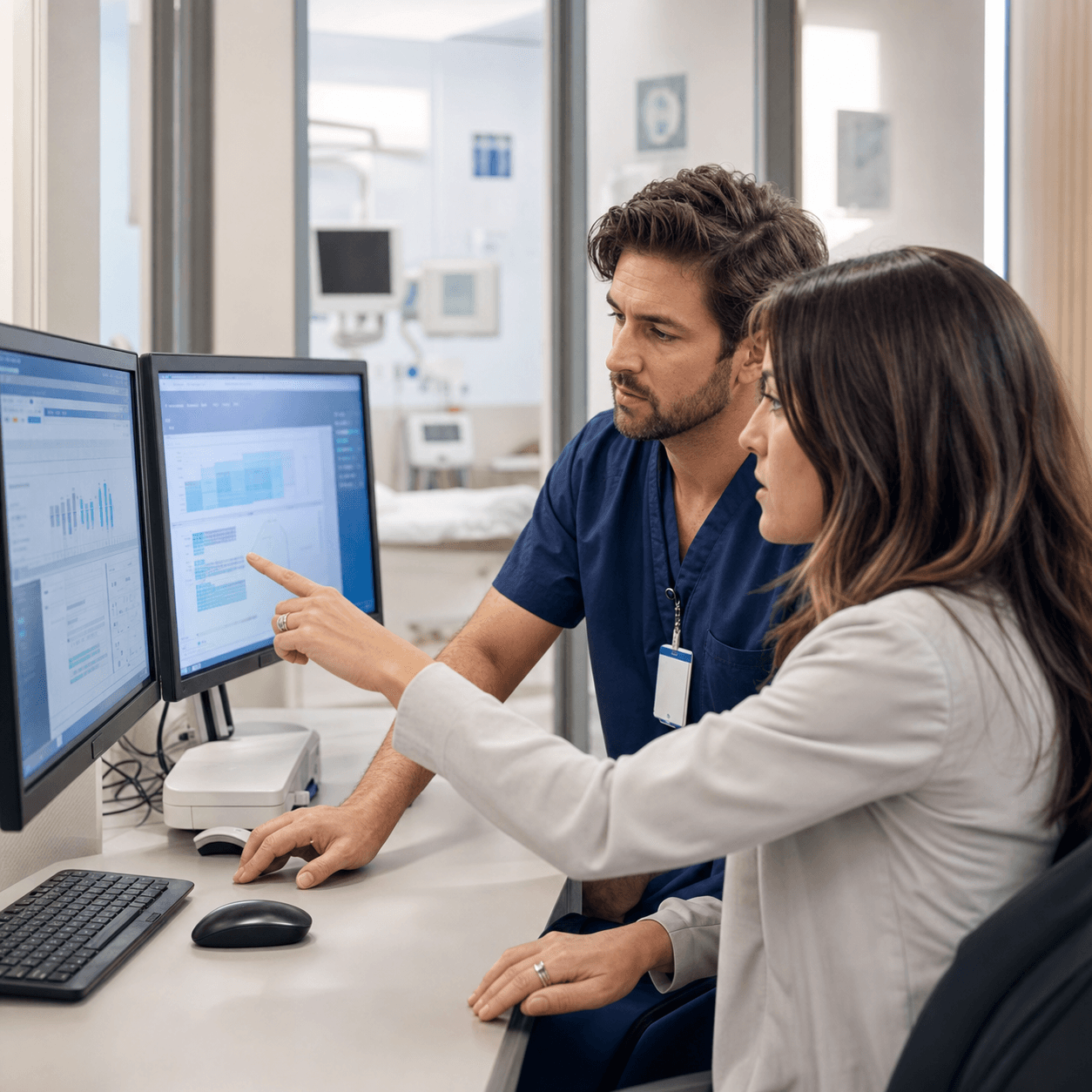 Clinician and healthcare IT specialist validating an EHR integration